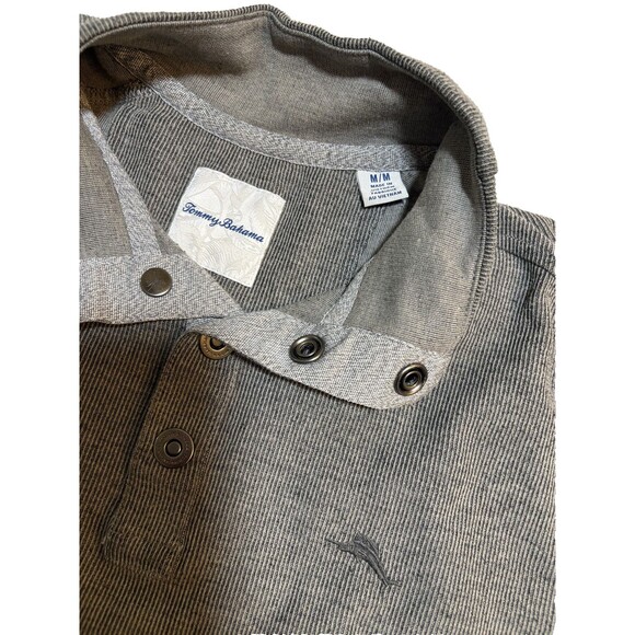 Tommy Bahama Sweater Mens Gray Quarter Button Sport Pullover Size Medium - Picture 6 of 6